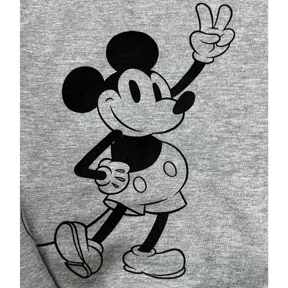Disney Mickey Mouse Tie-Front Girls Crop Pullover Sweatshirt Gray, Size Small - Picture 3 of 6